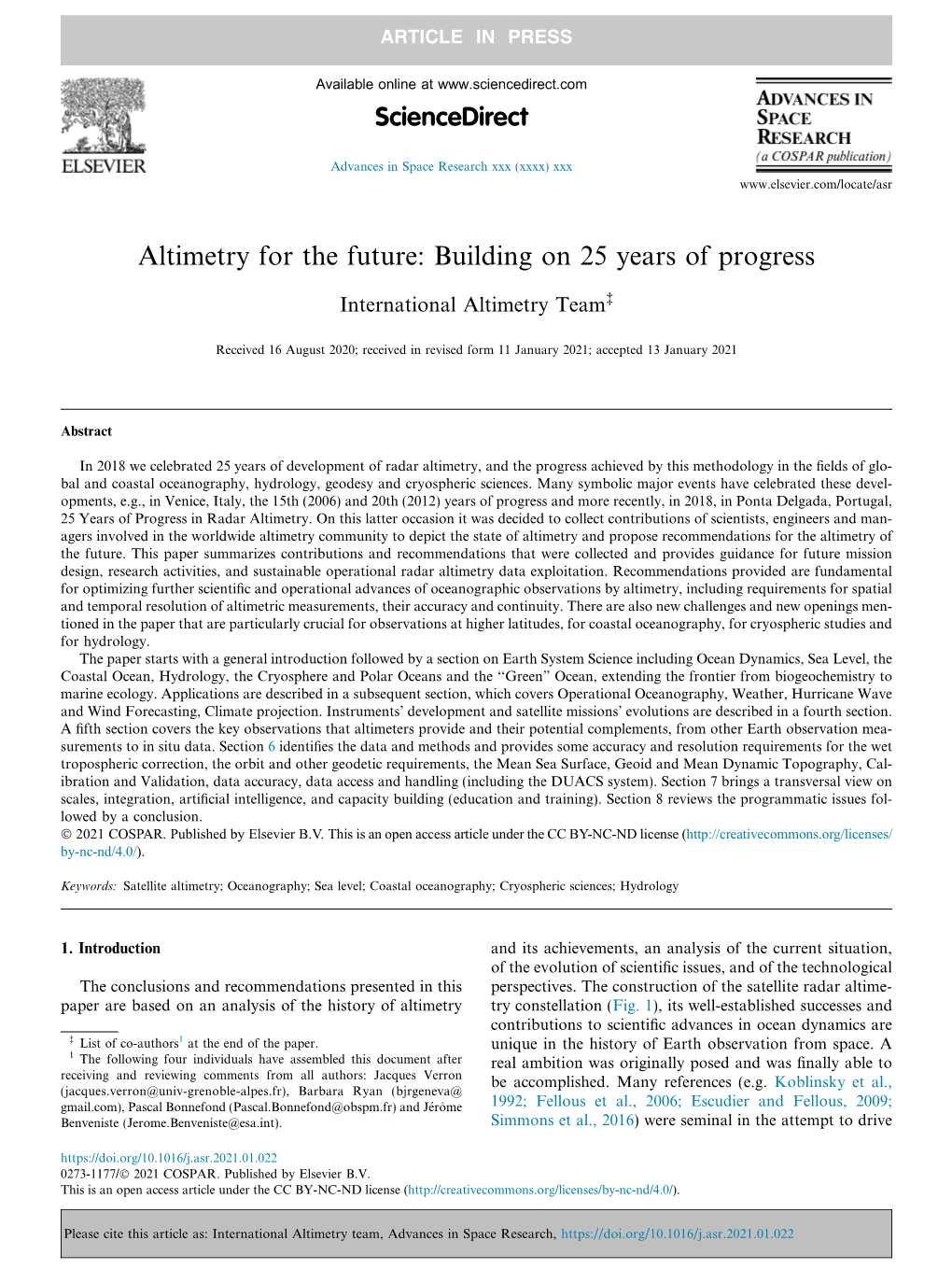 Altimetry for the Future: Building on 25 Years of Progress