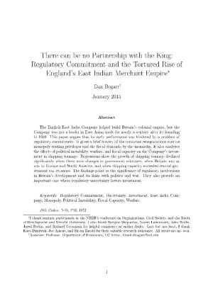 There Can Be No Partnership with the King: Regulatory Commitment and the Tortured Rise of England's East Indian Merchant Empire∗