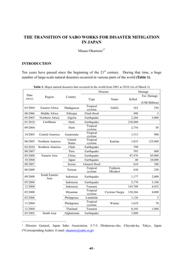 The Transition of Sabo Works for Disaster Mitigation in Japan