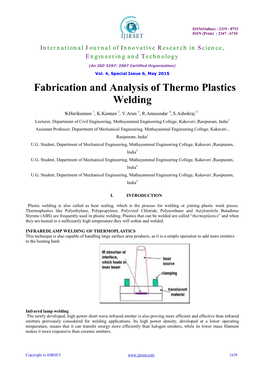 Fabrication and Analysis of Thermo Plastics Welding