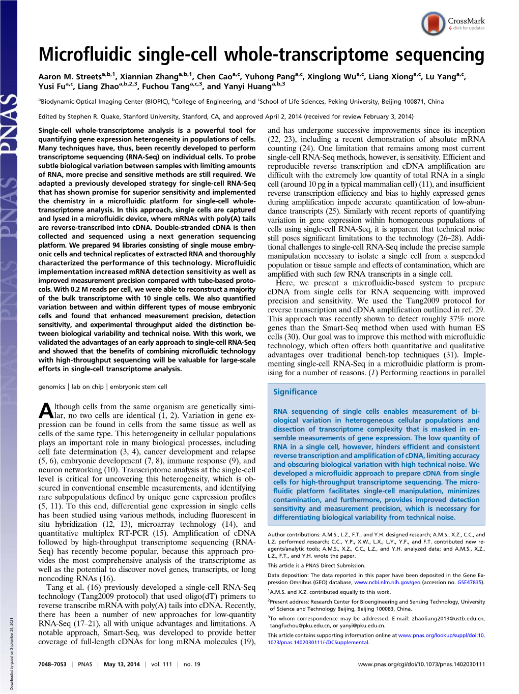 Microfluidic Single-Cell Whole-Transcriptome Sequencing