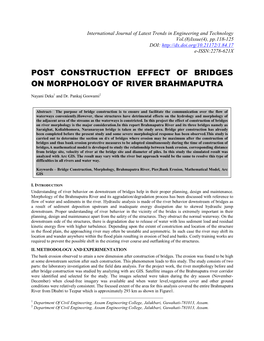 Post Construction Effect of Bridges on Morphology of River Brahmaputra