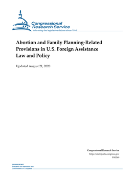 Abortion and Family Planning-Related Provisions in U.S. Foreign Assistance Law and Policy