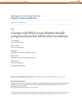 Genome-Wide Rnai Screen Identifies Broadly-Acting Host Factors That Inhibit Arbovirus Infection." Plos Pathogens.10,2