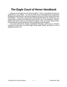 The Eagle Court of Honor Handbook