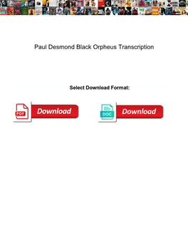 Paul Desmond Black Orpheus Transcription