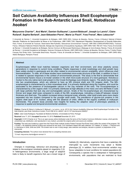 Soil Calcium Availability Influences Shell Ecophenotype Formation in the Sub-Antarctic Land Snail, Notodiscus Hookeri