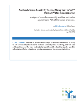 Antibody Cross-Reactivity Testing Using the Huprot™ Human Proteome Microarray