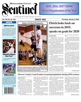 THE MONTGOMERY COUNTY SENTINEL JANUARY 2, 2020 EFLECTIONS R the Montgomery County Sentinel, Published Weekly by Berlyn Inc
