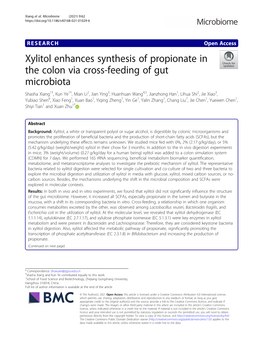 Xylitol Enhances Synthesis of Propionate in the Colon Via Cross-Feeding of Gut Microbiota