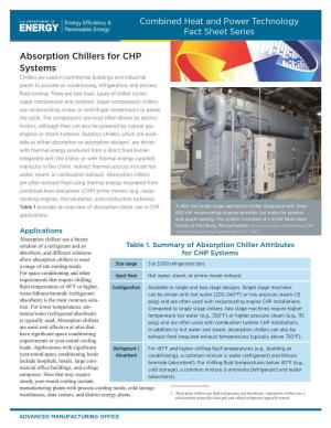 Absorption Chillers for CHP Systems