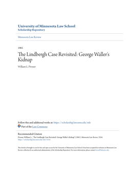 The Lindbergh Case Revisited: George Waller's Kidnap William L