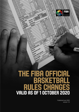 The Fiba Official Basketball Rules Changes Valid As of 1 October 2020