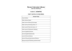 Mysore University Library LIST of JOURNALS
