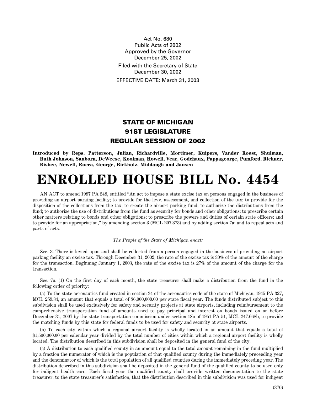 ENROLLED HOUSE BILL No. 4454