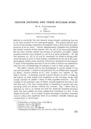 Iridium Isotopes and Their Nuclear Spins