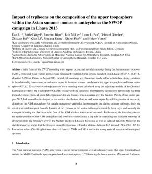 Impact of Typhoons on the Composition of the Upper Troposphere Within The