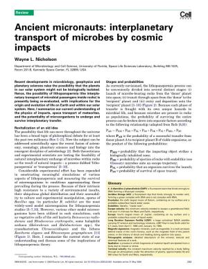 Interplanetary Transport of Microbes by Cosmic Impacts