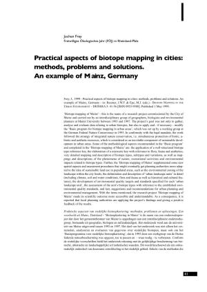 P Ractical Aspects of Biotope Mapping in Cities: M E T H O D S, Pro Blems and Solutions