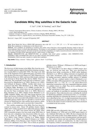 Candidate Milky Way Satellites in the Galactic Halo
