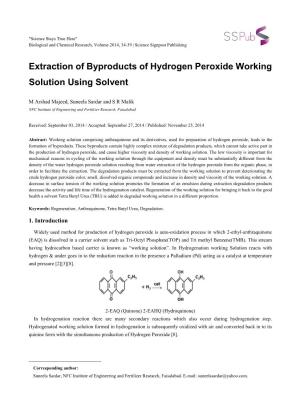Extraction of Byproducts of Hydrogen Peroxide Working Solution Using Solvent