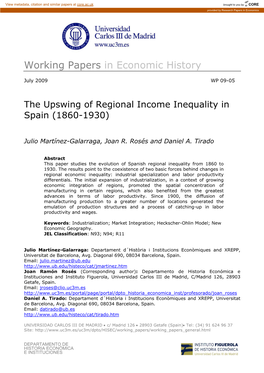 Working Papers in Economic History