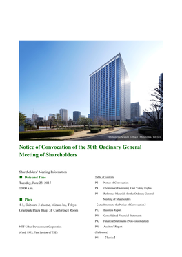 Notice of Convocation of the 30Th Ordinary General Meeting of Shareholders