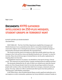 NYPD Gathered Intelligence on 250-Plus Mosques, Student Groups in Terrorist Hunt