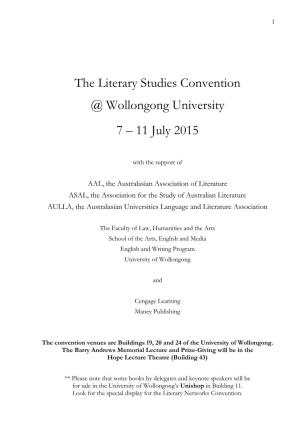 The Literary Studies Convention @ Wollongong University 7 – 11 July 2015