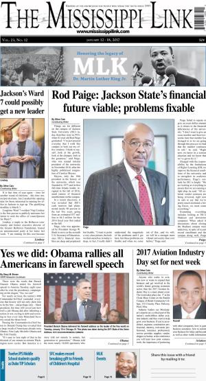 Rod Paige: Jackson State’S Financial 7 Could Possibly Get a New Leader Future Viable; Problems Fixable
