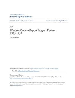 Windsor Ontario Report Progress Review 1955-1959 City of Windsor