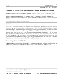 ECORFAN Journal Folliculitis by Malassezia Sp., an Epidemiological Study in Dominican Republic