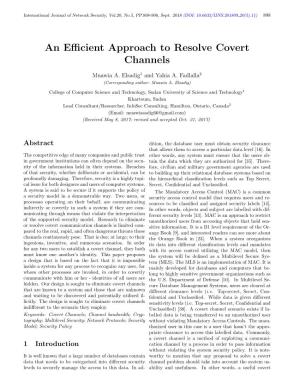 An Efficient Approach to Resolve Covert Channels