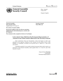 General Assembly Security Council Sixty-Fourth Session Sixty-Fifth Year Agenda Items 13, 14 and 18