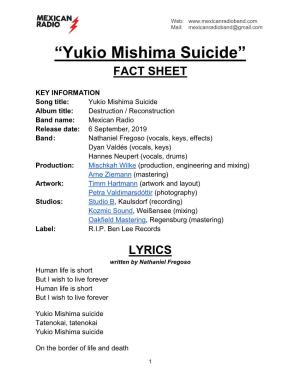 “Yukio Mishima Suicide” FACT SHEET
