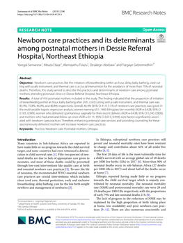 Newborn Care Practices and Its Determinants Among Postnatal Mothers in Dessie Referral Hospital, Northeast Ethiopia