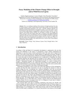 Fuzzy Modeling of the Climate Change Effect to Drought and to Wild Fires in Cyprus