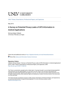 A Survey on Potential Privacy Leaks of GPS Information in Android Applications