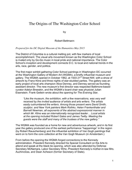 The Origins of the Washington Color School