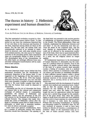 The Thorax in History 2. Hellenistic Experiment and Human Dissection