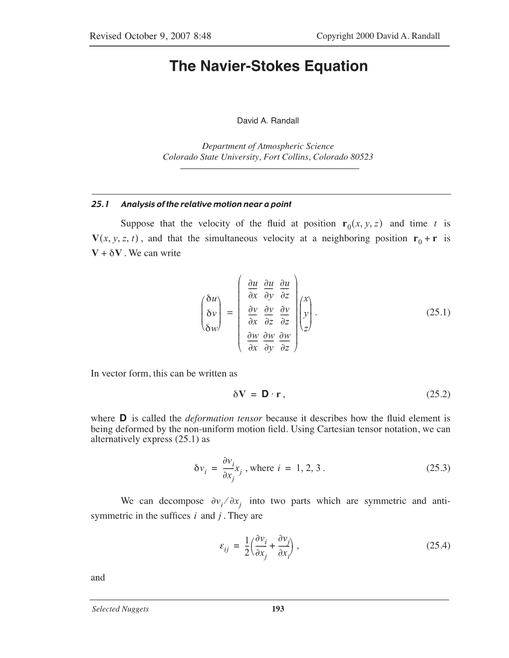 The Navier-Stokes Equation