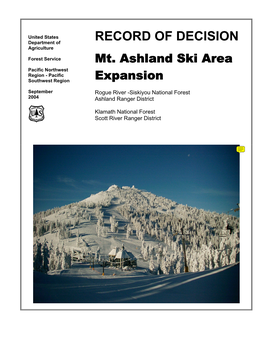 Mt. Ashland Ski Area Expansion