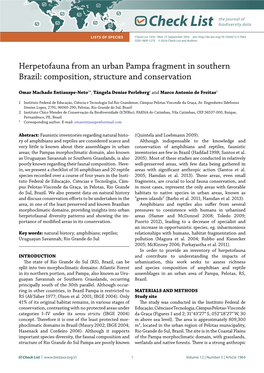 Herpetofauna from an Urban Pampa Fragment in Southern Brazil: Composition, Structure and Conservation