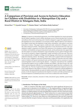 A Comparison of Provision and Access to Inclusive Education for Children with Disabilities in a Metropolitan City and a Rural District in Telangana State, India