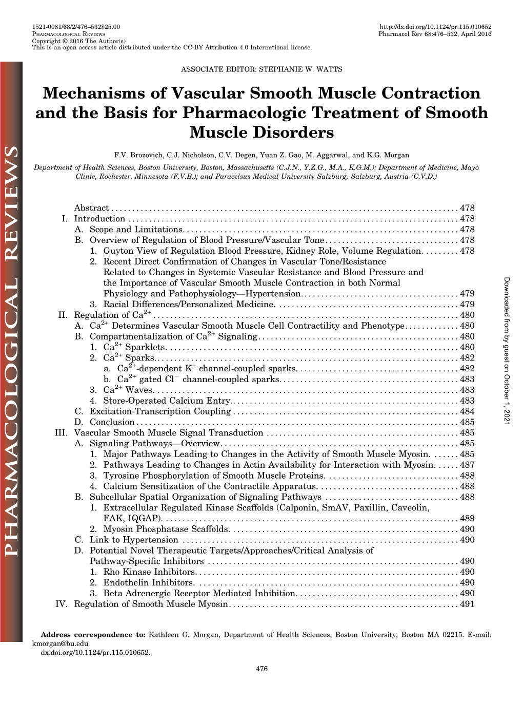 Mechanisms of Vascular Smooth Muscle Contraction and the Basis for Pharmacologic Treatment of Smooth Muscle Disorders