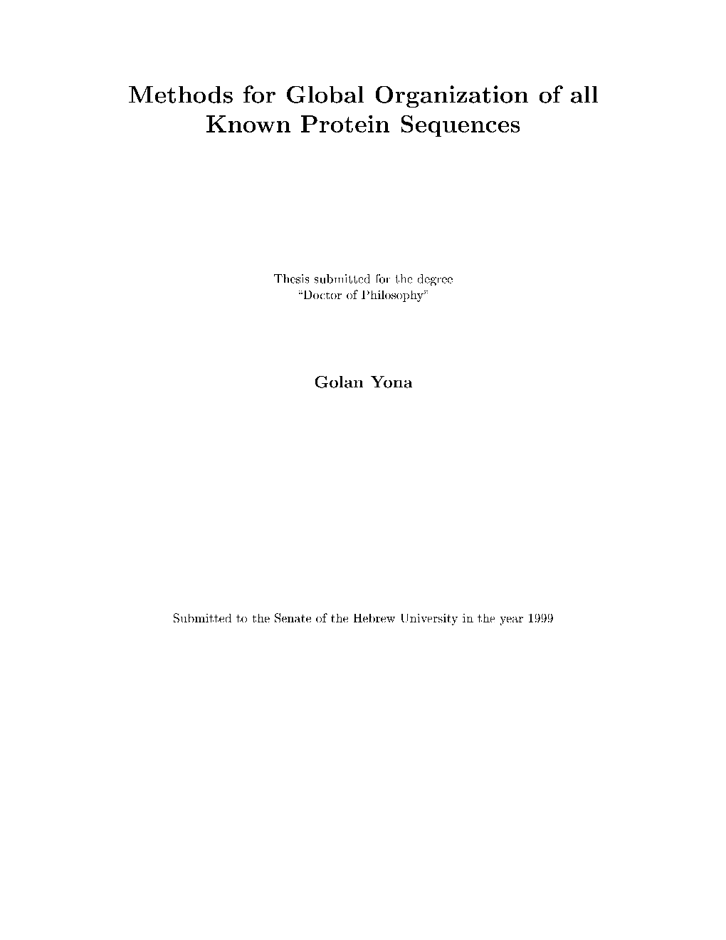 Methods for Global Organization of All Known Protein Sequences