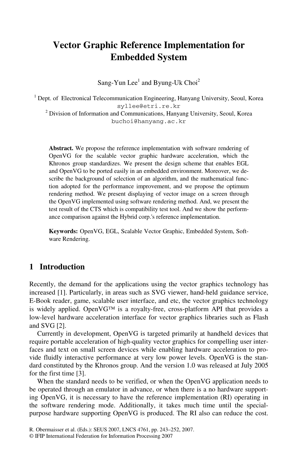 Vector Graphic Reference Implementation for Embedded System