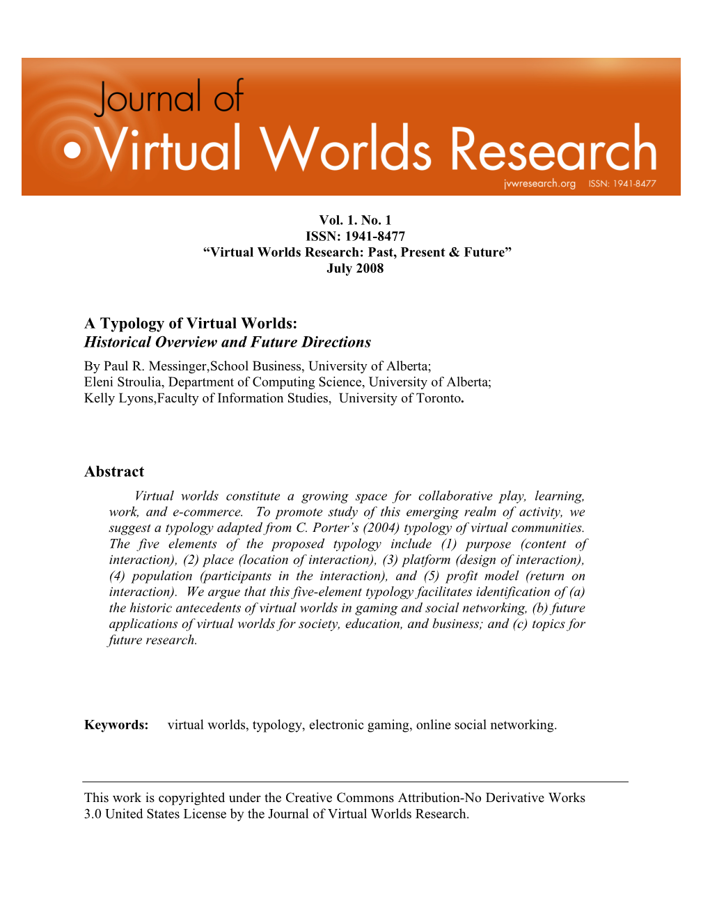 A Typology of Virtual Worlds: Historical Overview and Future Directions by Paul R