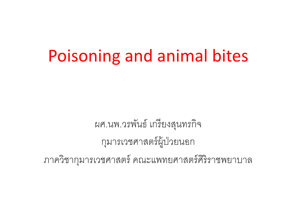 Poisoning and Animal Bites