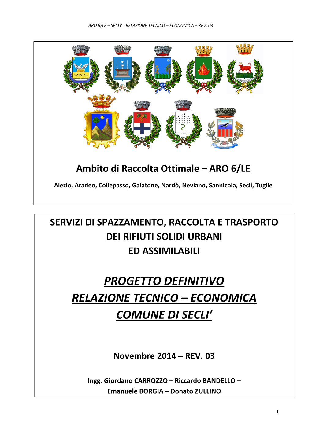 Progetto Definitivo Relazione Tecnico – Economica Comune Di Secli’